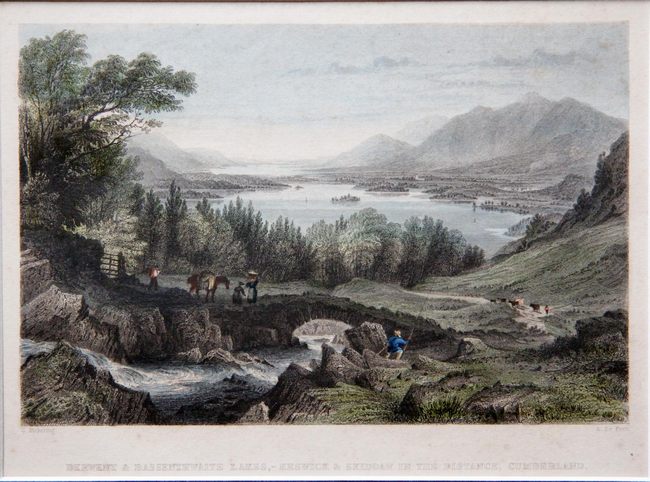 старинная гравюра Английский пейзаж 19 века